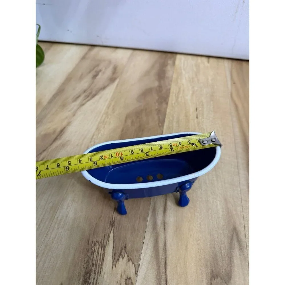 Mini Blue Bathtub Planter or Soap Dish with Drain Holes
